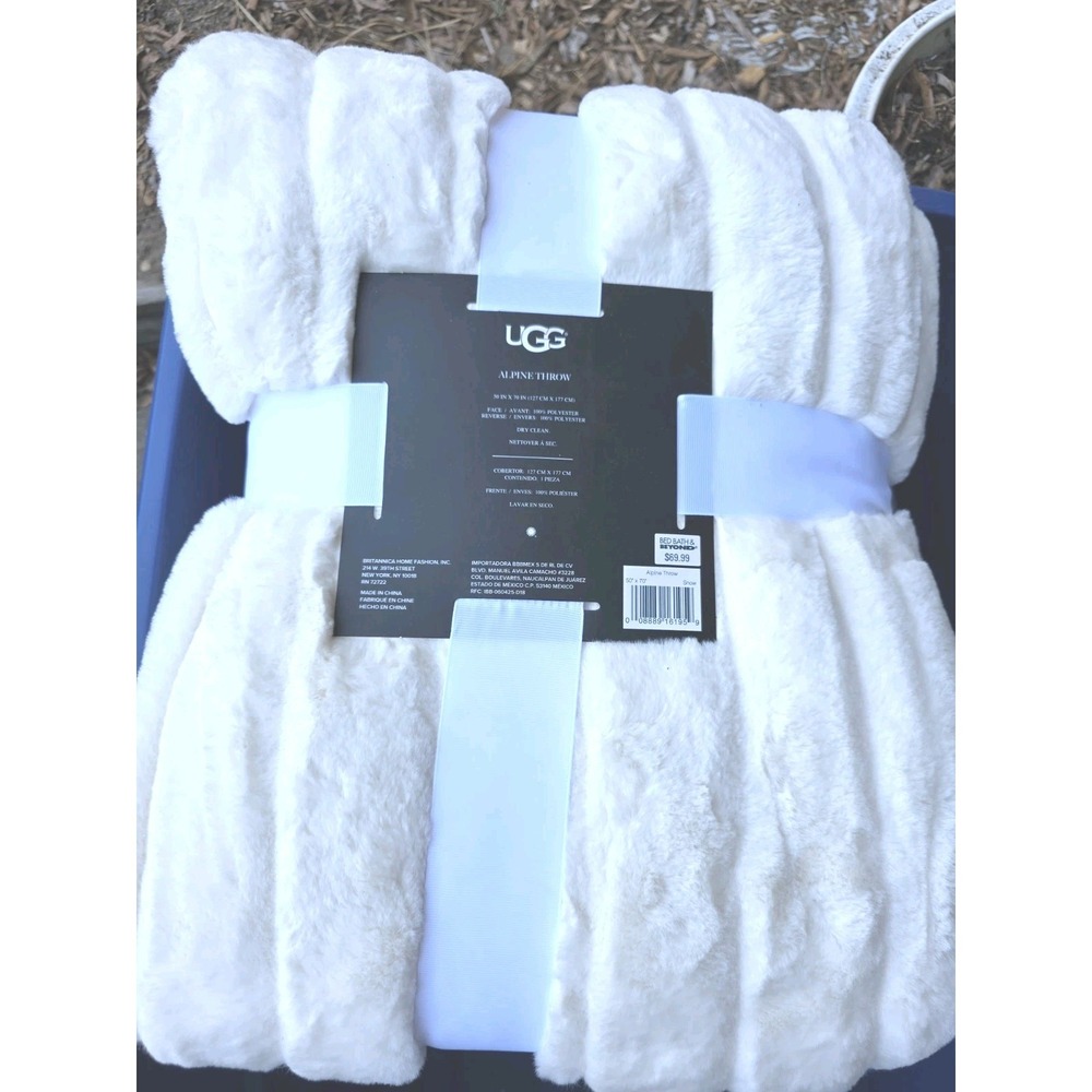 UGG Alpine Throw Blanket - Snow White Plush Luxurious Comfort Ultra Soft 50"x70"